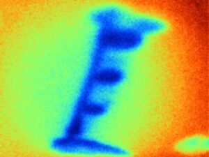 thermal imaging of an attic showing water damage